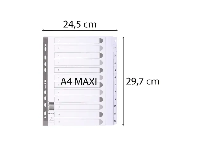 Tabbladen karton 160g A4+ 1-12 wit