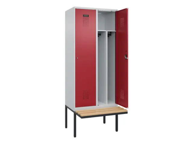 locker met bank,voor scheiding van kleding,HxBxD 2120x800x815mm,2vak