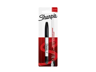 Viltstift Sharpie Twin Tip rond 0.5mm en 0.9mm blister 1 stuk Zwart - 1