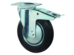 zwenkwiel m. rem,draagverm. 250kg,massief rubber-banden,ØxB 250x50mm