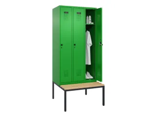 locker met bank,HxBxD 2120x900x815mm,3vak,vak B 300mm,draaigrendel - 1