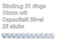 Bindrug Fellowes 10mm 21-rings A4 wit 25stuks