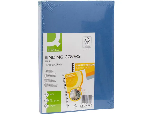 Dekblad A4 Blauw Lederlook 250 Grams Pak 100 Stuks