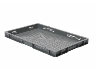 Euronorm-stapelbak 9.5l 50x600x400mm Wanden/bodem Opengewerkt Grijs - 1
