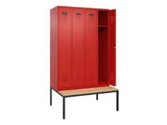 locker met bank,HxBxD 2120x1200x815mm,4vak,vak B 300mm,cilinderslot