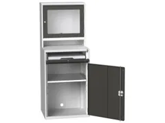 pc-kast monitorvak 1650x650x550mm toetsenbordblad RAL7035+RAL7016