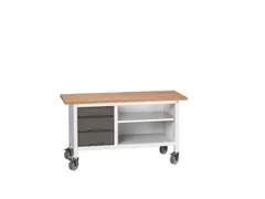 werkbank,HxBxD 830x1500x600mm,multiplexblad,uitrusting: 3laden,legbord