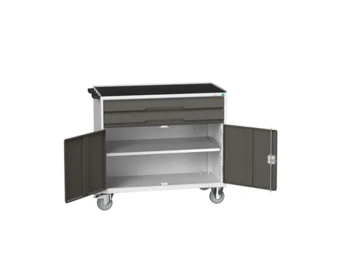 gereedschapswagen 965x1050x600mm antislip 2 laden+kast RAL7035+RAL7016