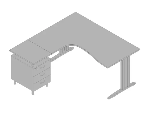 bureauset bureau staand ladeblok links 730x1600x1650mm C-voet grijs