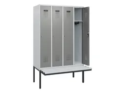 locker met bank,HxBxD 1950x1200x815mm,4vak,vak B 300mm,cilinderslot