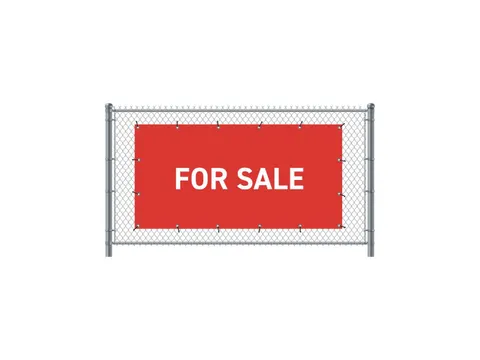 Hekwerkbanner 200x100 cm Rood met Engelse Print FOR SALE