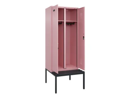locker met bank,voor scheiding van kleding,HxBxD 2120x800x815mm,2vak