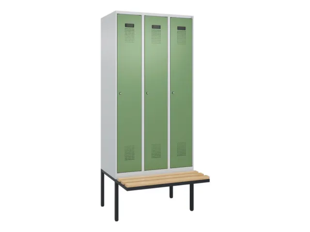 locker met bank,voor scheiding van kleding,HxBxD 2120x900x815mm,3vak