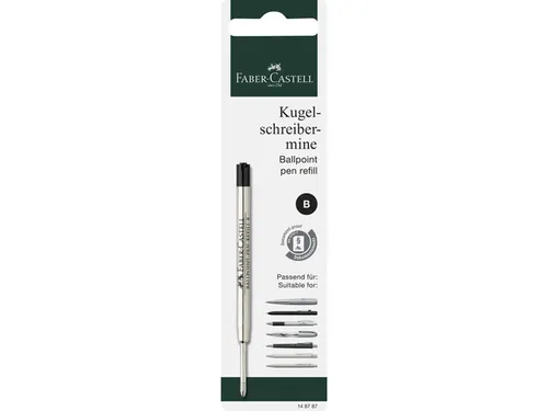 Vulling Faber-Castell Hexo balpen, B, Zwart op blisterkaart