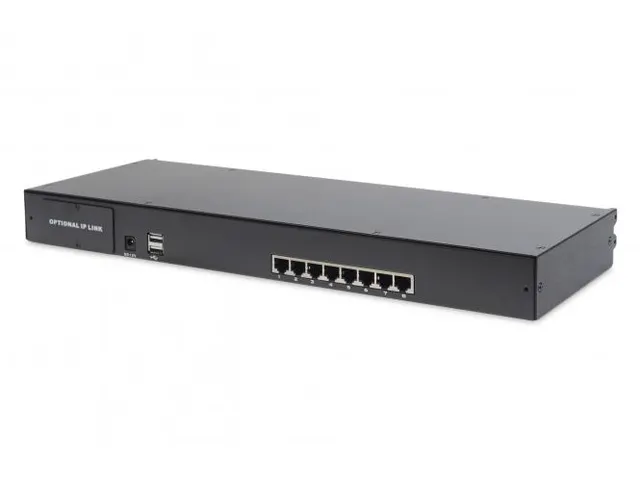 19 inch LCD KVM-console, 8-poorts CAT 5, Turks toetsenbord Zwart