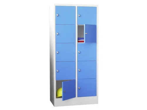 lockerkast,HxBxD 1850x800x500mm,2x5vakken,RAL7035,front RAL6011