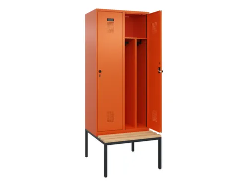 locker met bank,voor scheiding van kleding,HxBxD 2120x800x815mm,2vak