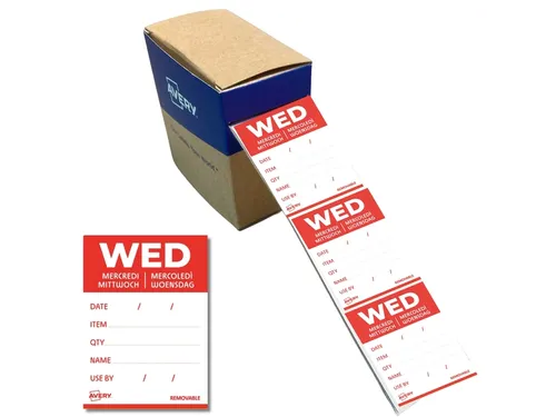 Etiket Avery HACCP woensdag rood 40x56mm 500 stuks
