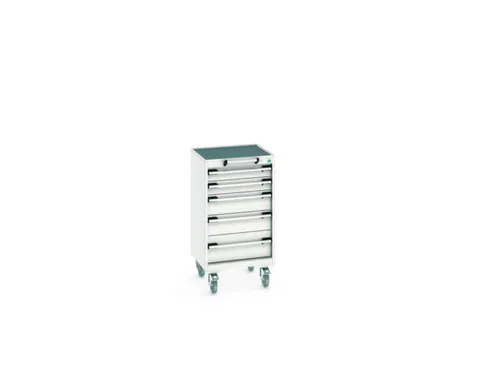 ladekast verrijdbaar 980x525x525mm 5laden RAL7035 front RAL7035