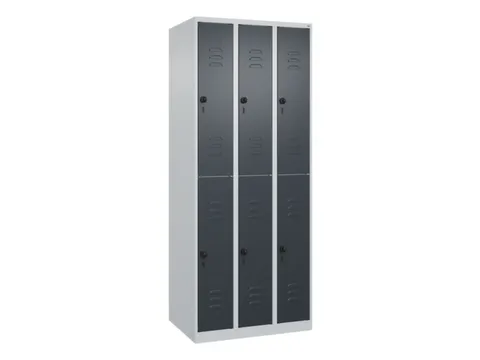 dubbeldekse locker,HxBxD 1850x750x500mm,3x2vak.,vak B 250mm