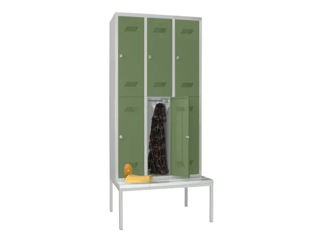 banklocker,dubbeldeks,HxBxD 2150x900x800mm,RAL7035,front RAL6011