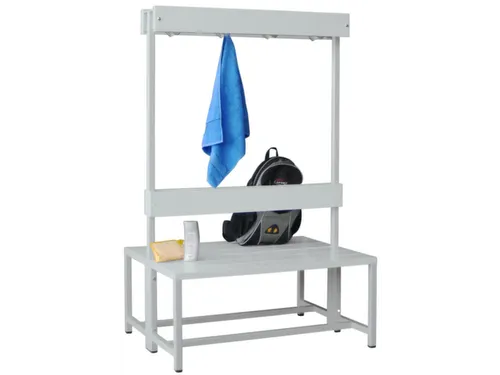 Omkleedbank 1000mm Kunststof Zitlatten Kledinghaken Dubbel Ral7035