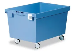 Mobiele Opslagbak Hoekig Pp 423x800x600mm 114 liter Open Wielen Blauw