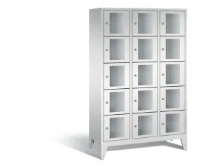 Lockerkast 1850x1200x500mm 3x5 vakken Cilinderslot Poten, RAL7035 - 2