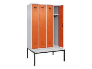 locker met bank,HxBxD 2120x1200x815mm,4vak,vak B 300mm,cilinderslot - 1