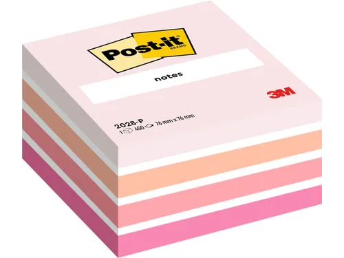 Memoblok 3M Post-it 2028 76x76mm kubus pastel roze