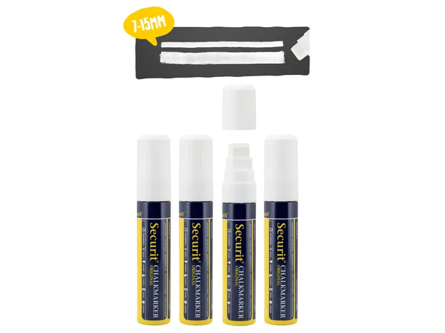 Krijtstift Securit Sma-720 Blokpunt 7-15mm Wit 4 Stuks