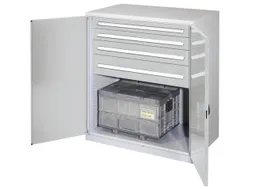 Materiaalkast Dubbelwandige Deur 1100x1000x600mm 4laden Ral7035