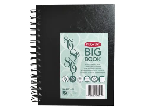 Schetsboek Derwent Big Book A5 86vel harde kaft spiraal
