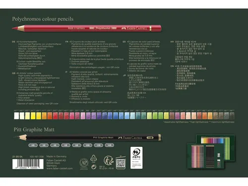 Tekenset Faber-Castell Polychromos en Pitt Grafiet Mat 50-delig