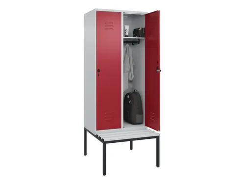 locker met bank,HxBxD 2120x800x815mm,2vak,vak B 400mm,draaigrendel