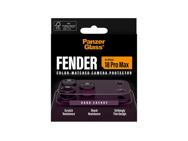 PanzerGlass Fender Camera Lens Protector Dark Cherry iPhone 18 Pro