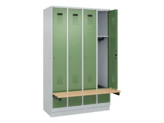 locker met bank,HxBxD 1950x1200x815mm,4vak,vak B 300mm,cilinderslot - 1
