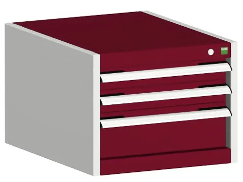 ladekast HxBxD 400x525x525mm 3laden RAL7035 front RAL3004