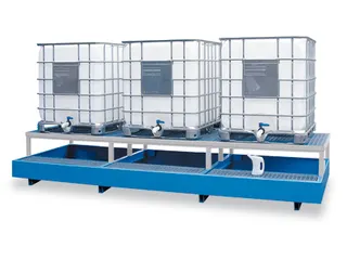 Opvangbak 3x Ibc Opvangvol. 1000l Staal 645x 3850x 1400mm Aftapbok - 1