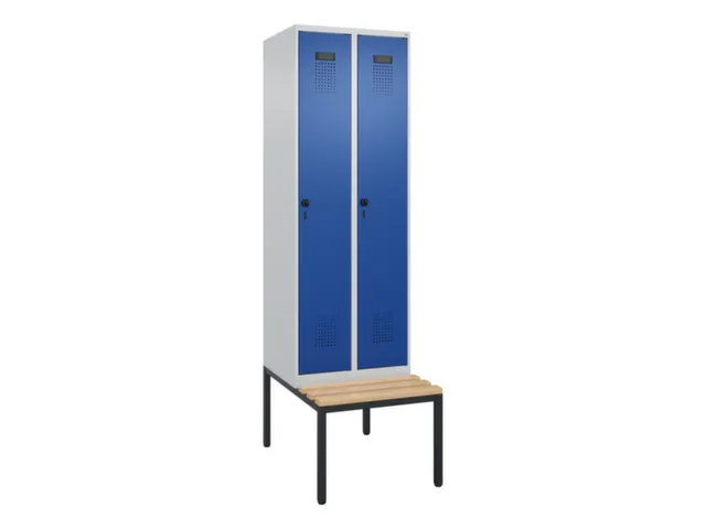 locker met bank,voor scheiding van kleding,HxBxD 2120x600x815mm,2vak