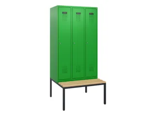 locker met bank,HxBxD 1950x900x815mm,3vak,vak B 300mm,cilinderslot - 2