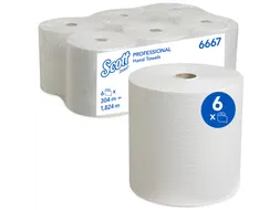 Handdoekrol Scott 1-laags 304m wit 6667