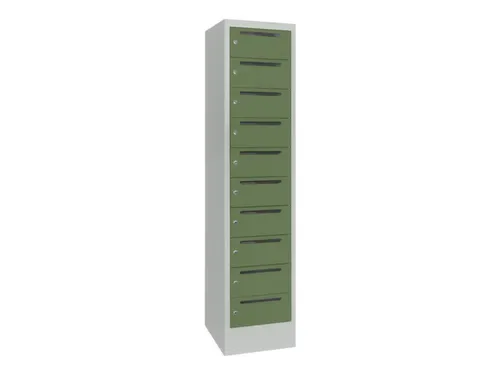 Postsorteerkast 1850x430x500mm 10 Vakken Ral7035 Front Ral6011