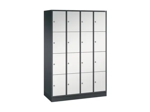 lockerkast,RAL 7021/RAL 7035,HxBxD 1950x1220x500mm,4x4vakken,cil.-slot
