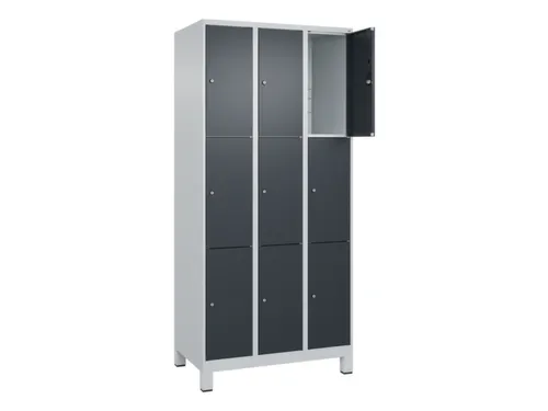 lockerkast,HxBxD 1950x900x500mm,3x3vakken,vak B 300mm,cil.-slot,voeten
