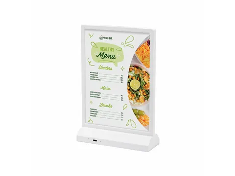 Verlichte Tafelstandaard T-Stand LED Dubbelzijdig A5 Wit