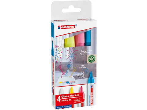 Viltstift edding 95 glasbord assorti incl wit