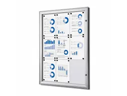 Vergrendelbaar vitrine mededelingenbord Indoor/Outdoor 9xA4 Zilver