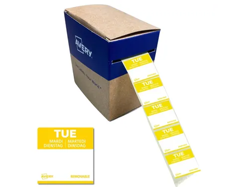 Etiket Avery HACCP dinsdag geel 25x25mm 1000 stuks
