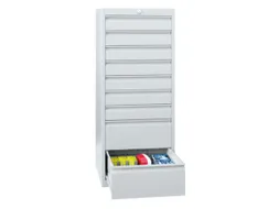 ladekast,HxBxD 1000x500x600mm,8lade(n),cil.-slot,RAL7035,front RAL3000